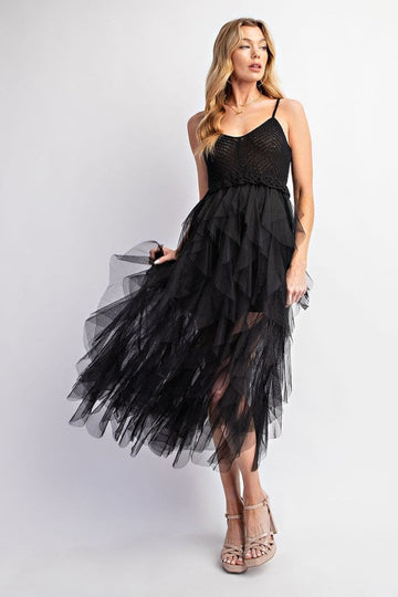 Bring The Romance Crochet + Tulle Midi Dress