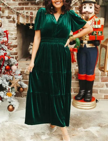 Women's Velvet Tiered Maxi Dress