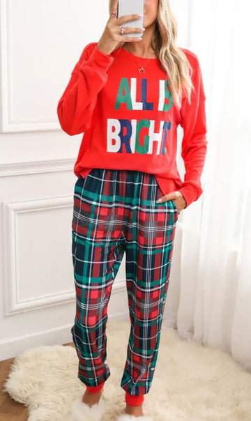 Ladies 2026 Plaid Letter Pajamas Set