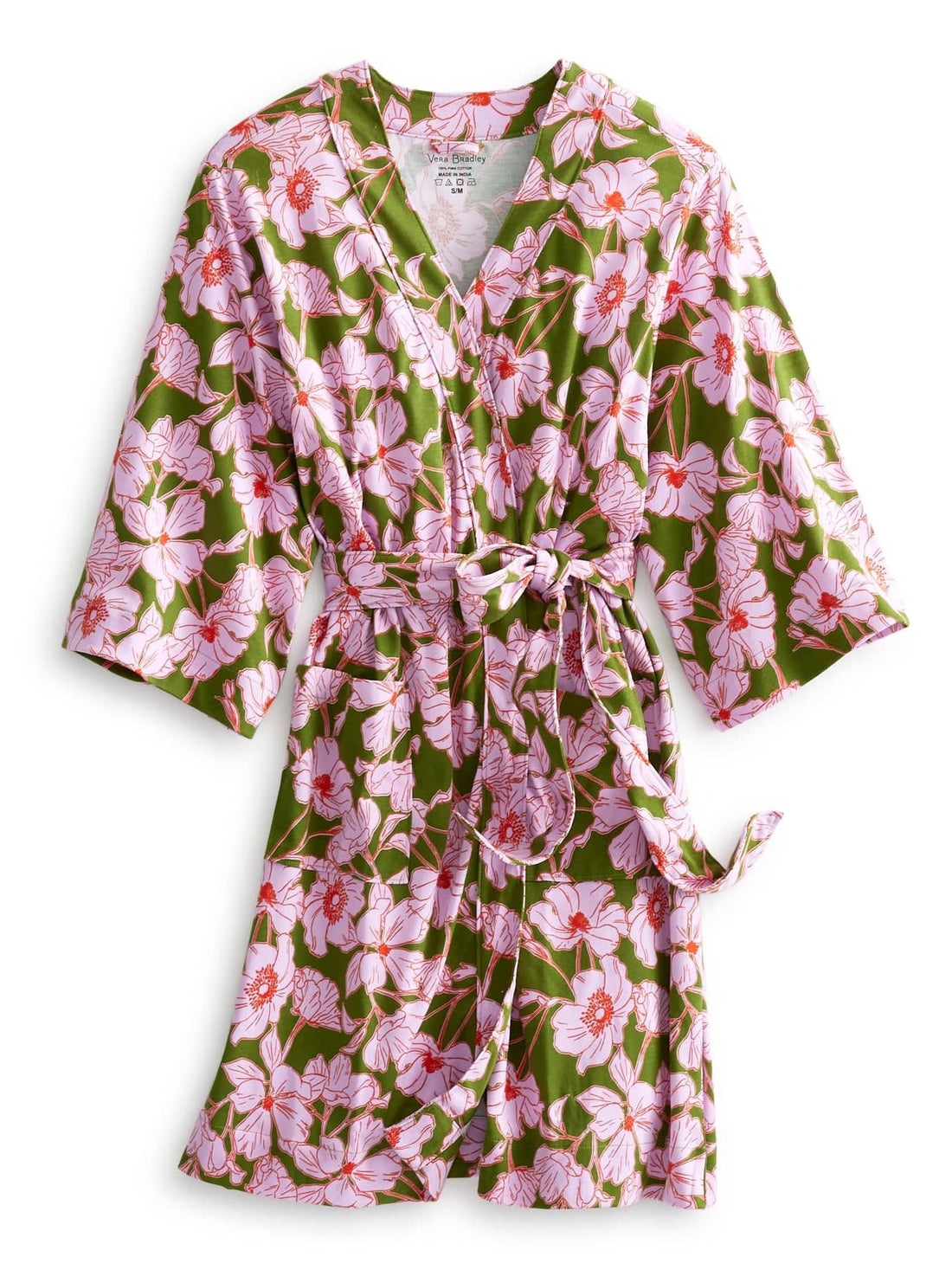 Women's Printed Knitted Tie Pocket Pajama Dress