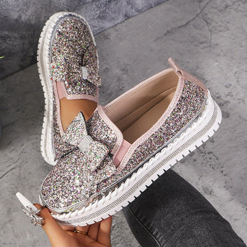 Women's Rhinestones Slip-On Bow Sneakers