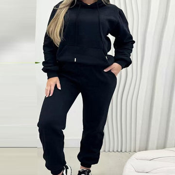 Women's Solid Color Casual Warm Top &Pants (2 Piece Set)
