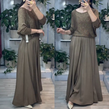 Women’s Loose Fit Top & Flowy Maxi Skirt (2-Piece Set)