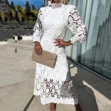 Women's Vintage Lace Hollow-Out Dress