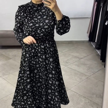 Floral Print Waist Tie Midi Dress