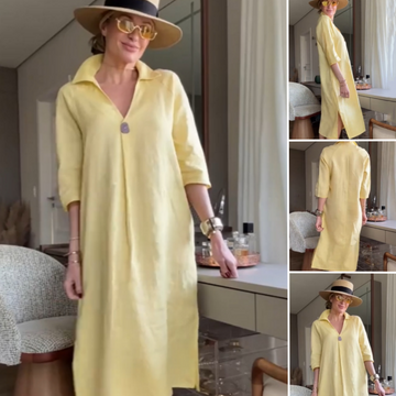 Vibrant Yellow Charming Loose Slit Dress