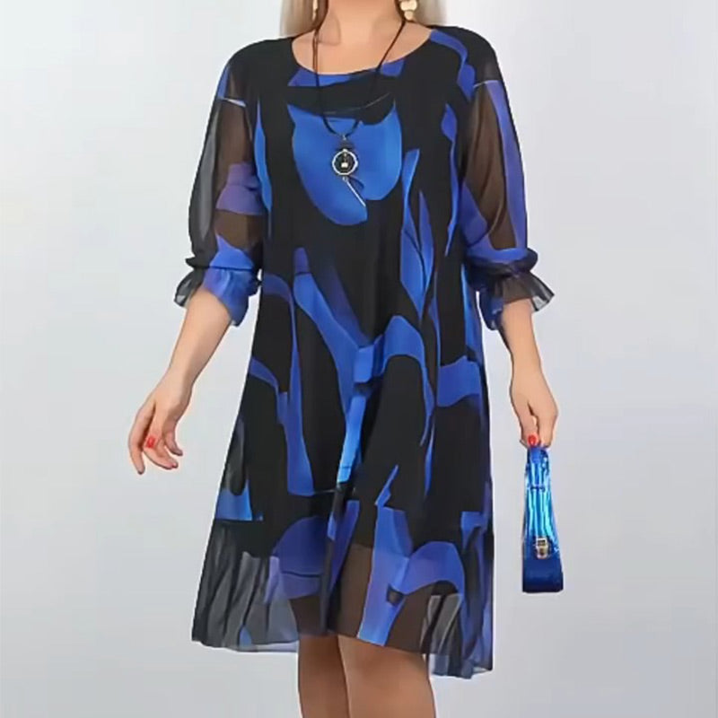 Plus Size Casual Mini Dress with Ruffle Hem