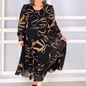 Elegant Printed Casual Long Sleeve Dress