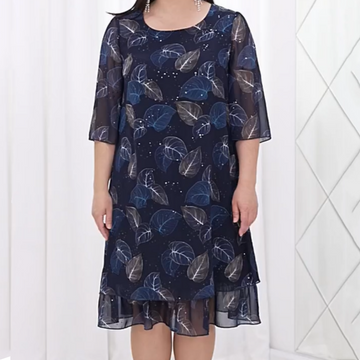 Women's Mesh Printed Short Sleeve Dress