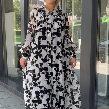 Women’s Elegant Abstract Pattern Flowy Dress