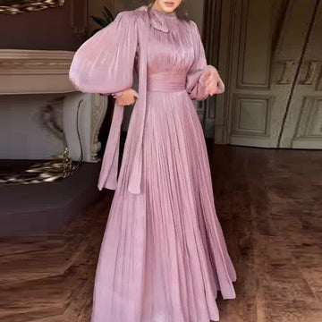 Women's Elegant Lantern Long-Sleeve Maxi Dress
