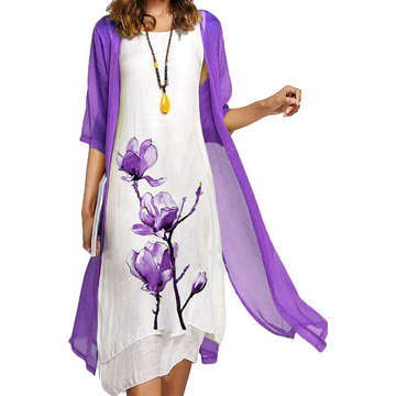 Women's Two-Piece Floral Print Suit Dress