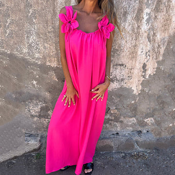Women’s Elegant Floral Strap Maxi Dress