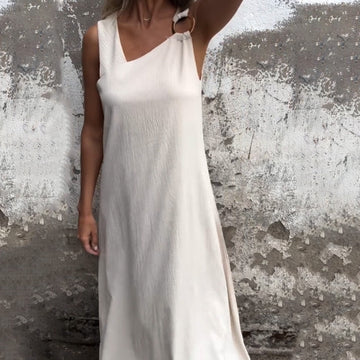 Women’s Ring Detail Strappy Sleeveless Long Dress