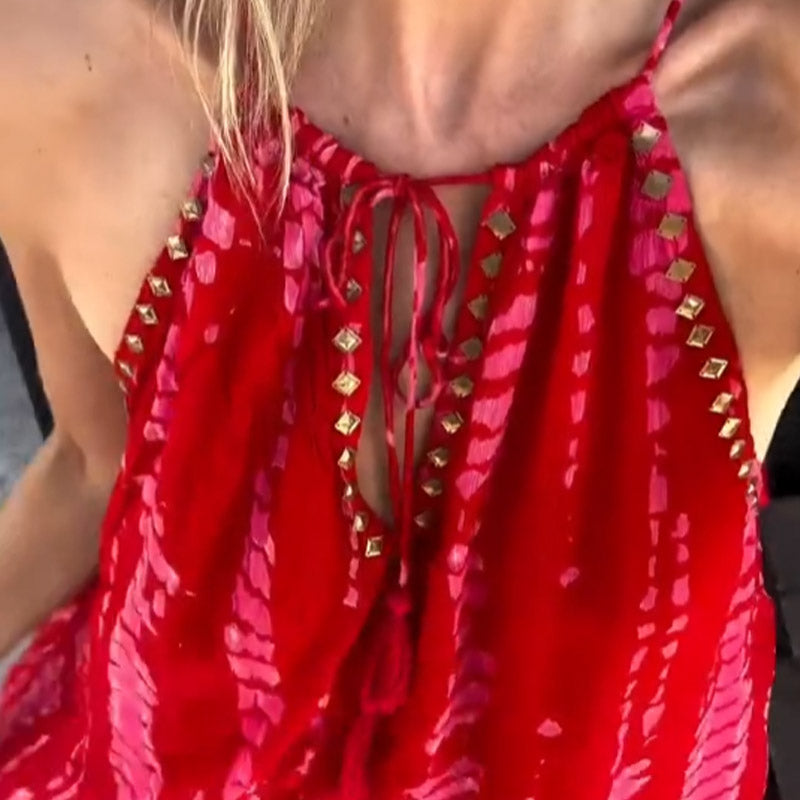 Women's Printed Halter Neck Maxi Dress