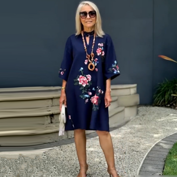 Women's V-Neck Floral Print Loose Dress