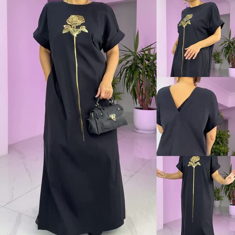 Women's Round Neck Dress with Side Slit