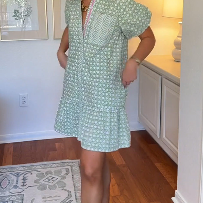 Women's Shirt Dress with Ruffle Hem