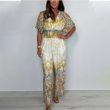 Women’s Elegant Paisley Wide-Leg Jumpsuit