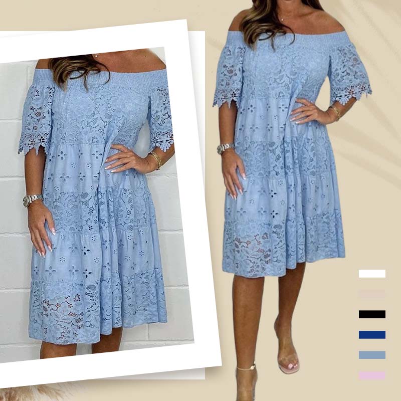 Lace Hollow Patchwork Strapless Dress For Women