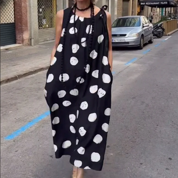 Women’s Casual Pinted Round-Neck Sleeveless Dress