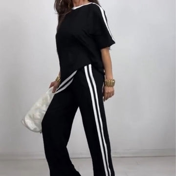 Women’s Casual Striped Tops & Pants Two-Piece Set