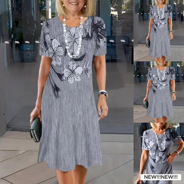 Women's Casual Printed Round Neck Dress