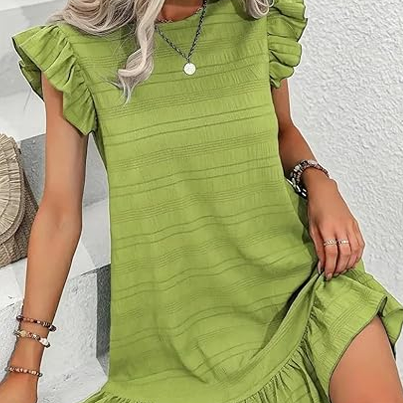 Women's Ruffle Hem Sleeveless Round Neck Dress