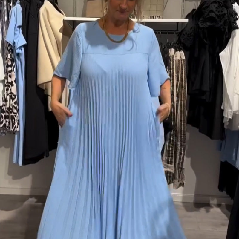 Women's Round Neck Solid Color Loose Dress