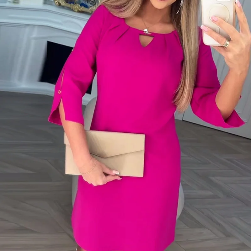 Women's Solid Color Knee Length Dress