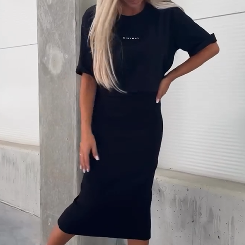Loose Top & Tight Midi Dress Set