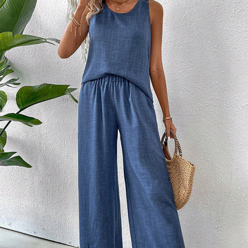 Sleeveless Top & Wide-Leg Pants Set