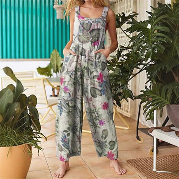 Women’s Printed Wide-Leg Overalls