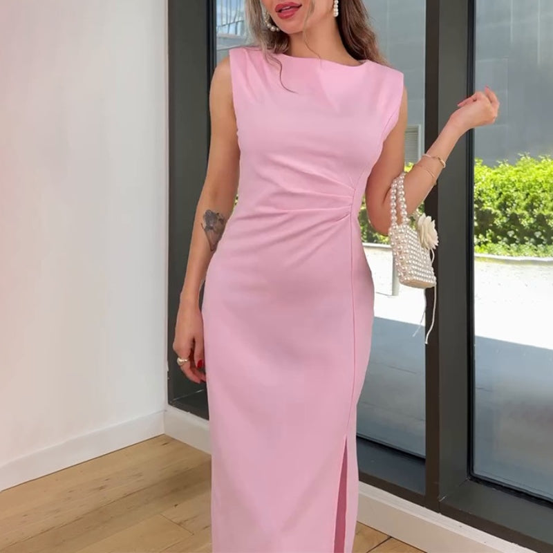 Women's Sleeveless Ruched Midi Dress