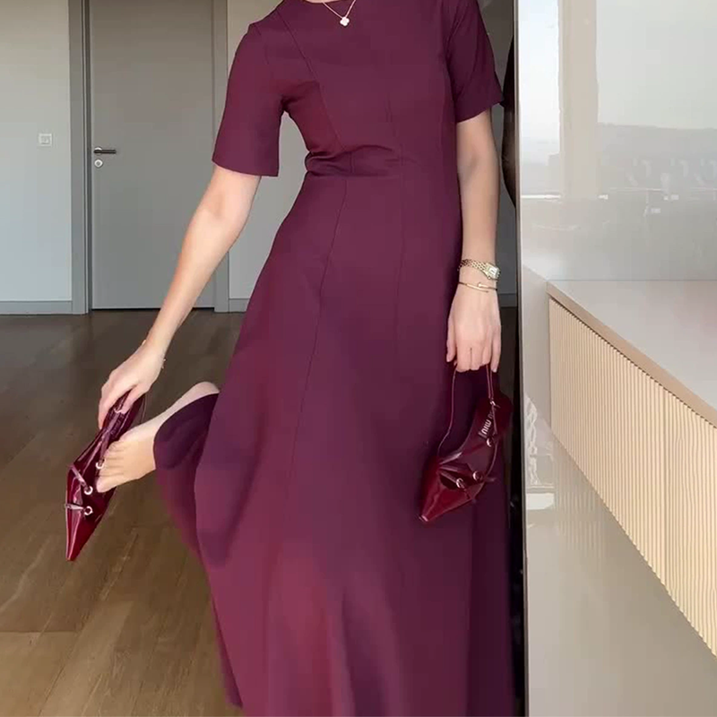 Women's Solid Color Elegant Short Sleeve Maxi Dresses