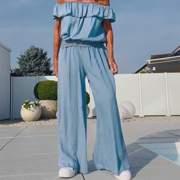 Women’s Off-Shoulder Top & Wide-Leg Pants Set