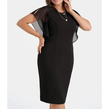 Solid Round Neck Midi Dress