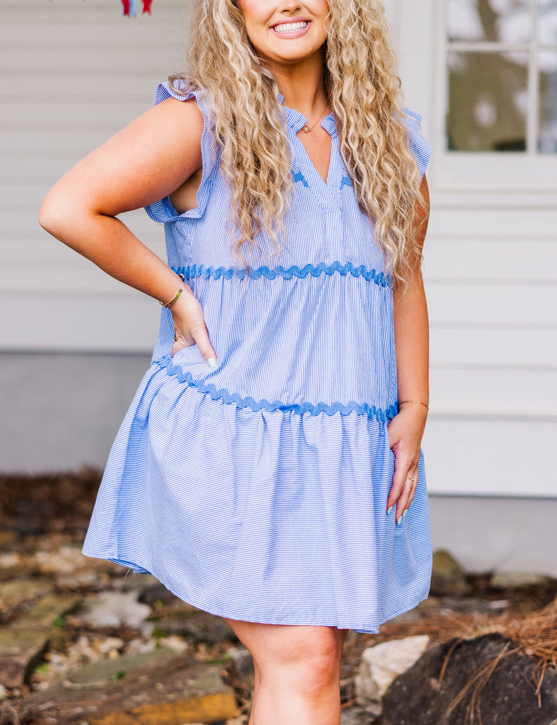 Women's Striped V-neck Dress