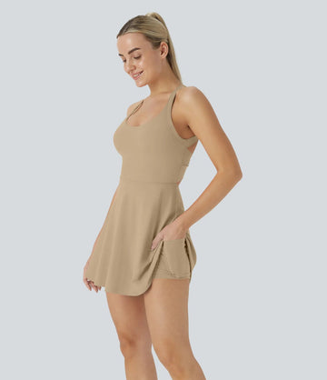 Airy Backless Twisted Cool Touch Dance Active Dress