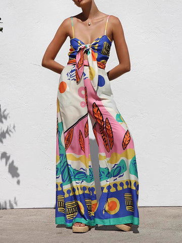 Stylish Camisole Printed Wide-Leg Jumpsuit
