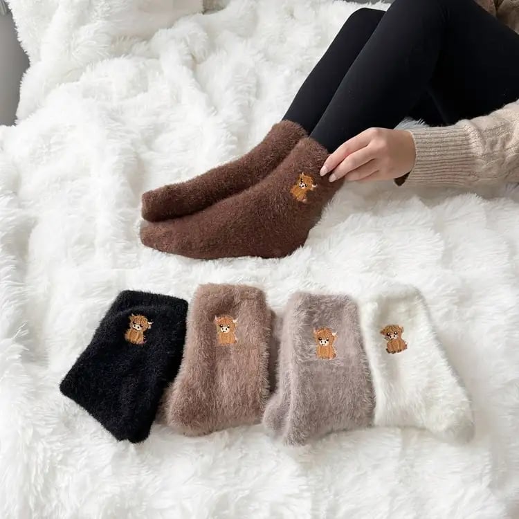 Fuzzy Highland Cow Socks