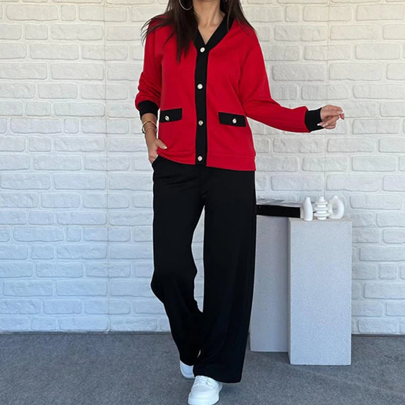 Women's Casual Color Block Two-Piece Set