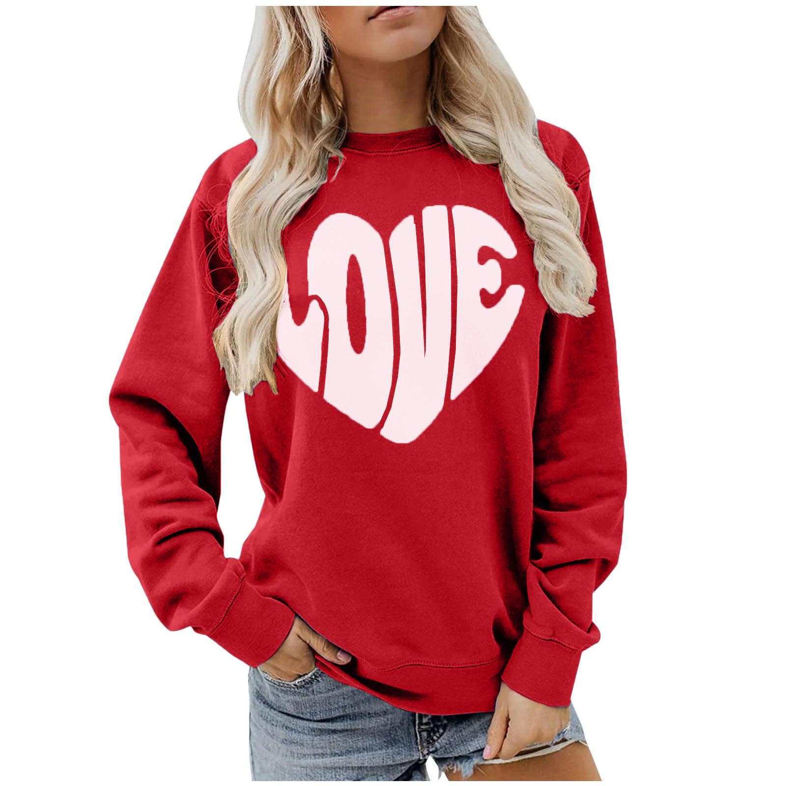 Women's Heart Printed Casual Sweatshirt