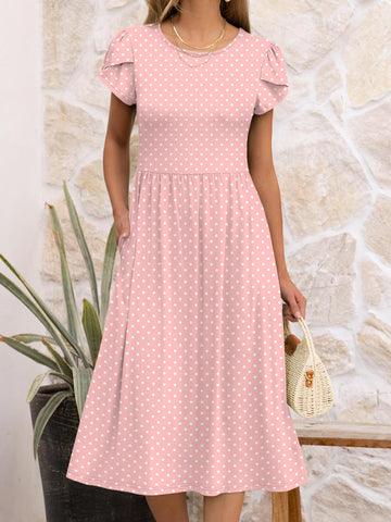 Women's Summer Short Sleeve A-Line Midi Casual T-Shirt  Dresses