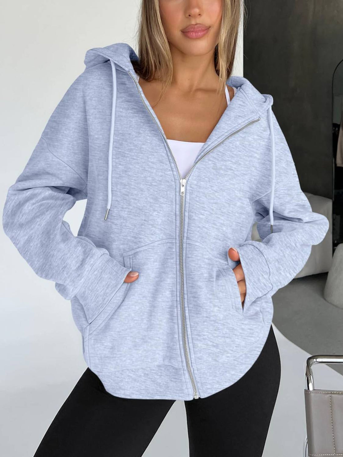 2025 Winter Womens Zip Up Hoodies Oversized Sweatshirts