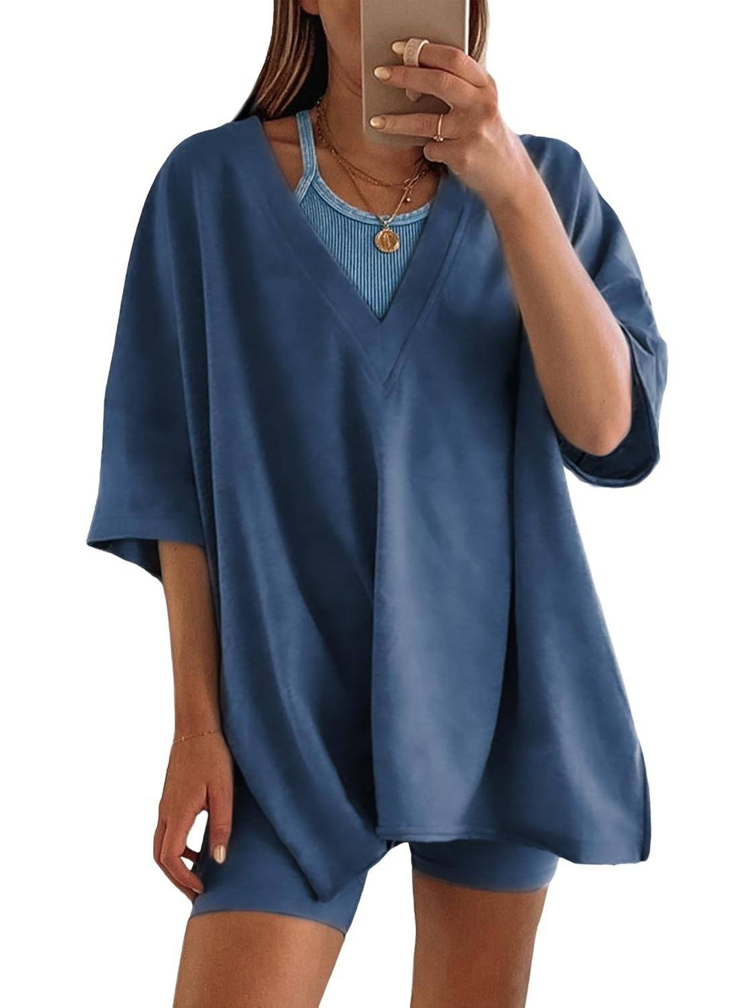 2025 Women's Oversized T-Shirts Biker Short Sets Hot Shot Reversible Set
