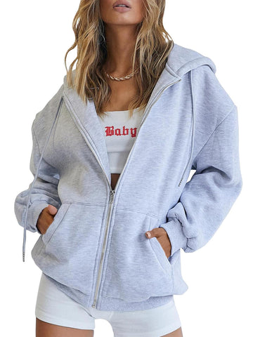 2025 Winter Womens Zip Up Hoodies Oversized Sweatshirts