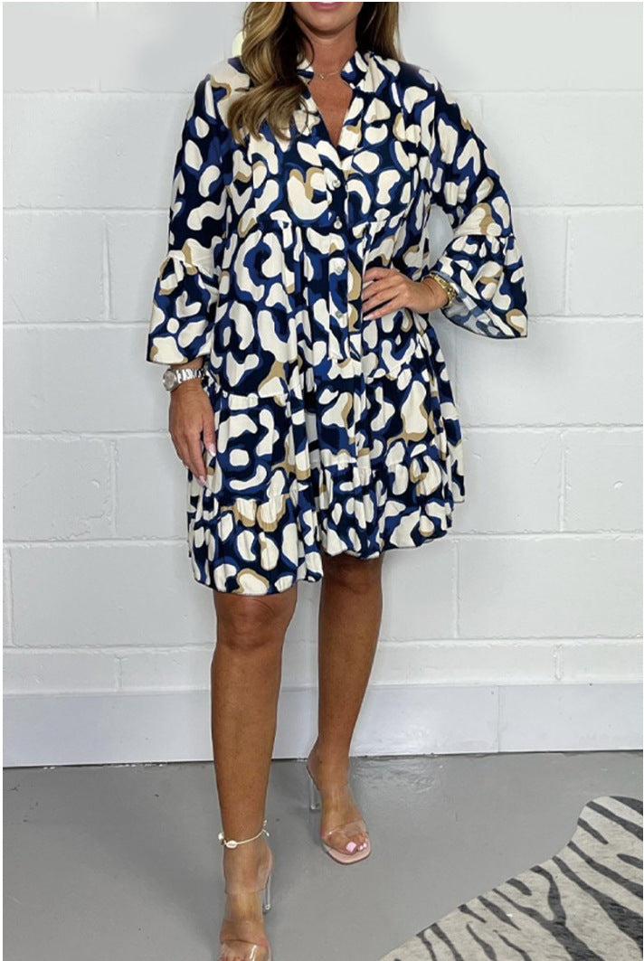 Fashion Printed Casual V-Neck Dresses