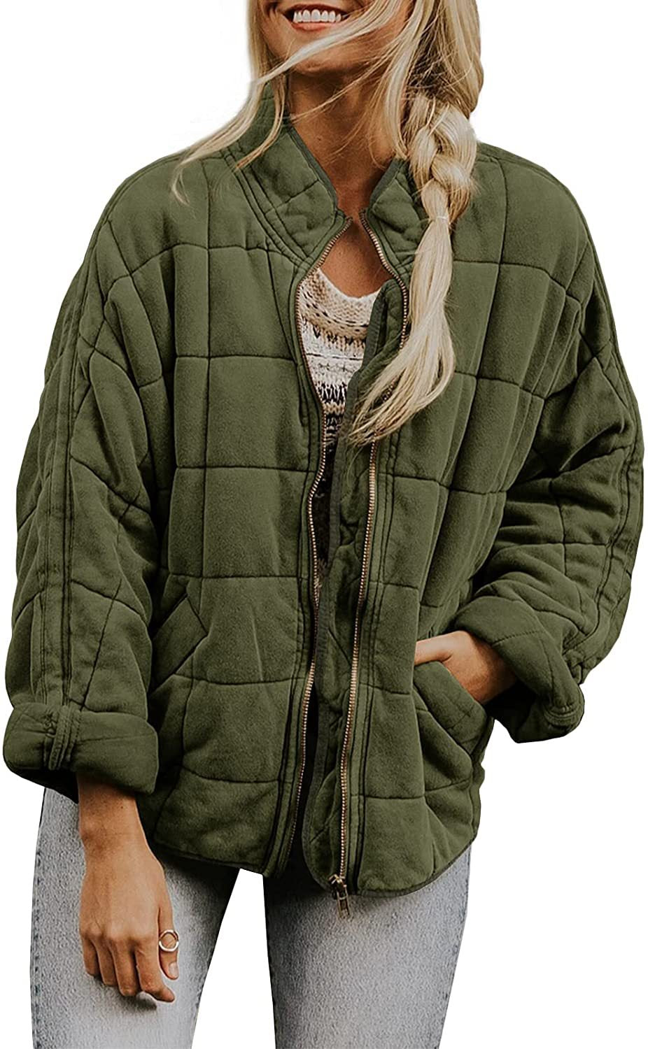 Women's Fall Warm Casual Quilted Zip-Up Jacket