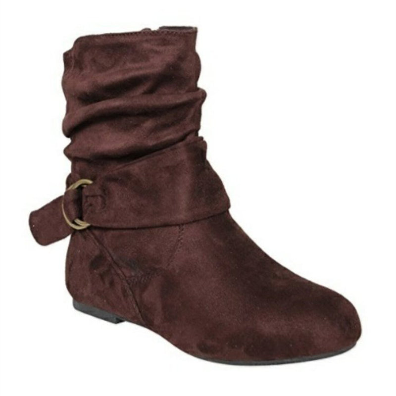 Women’s Retro Suede Buckle Strap Ankle Boots Daily Casual Flat Shouch Boots